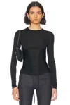 Mugler Long Sleeve Corset Top In Black