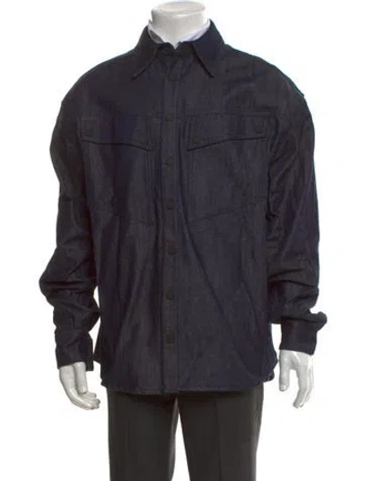 Pre-owned Mugler Long Sleeve Denim Shirt W/ Tags In Blue