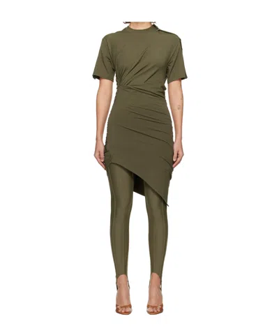 Mugler Long Sleeve Dress In Green