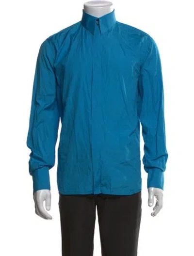 Pre-owned Mugler Long Sleeve Dress Shirt In Blue