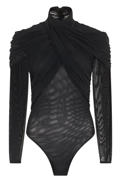 Mugler Long Sleeve Elegance Bodysuit In Black