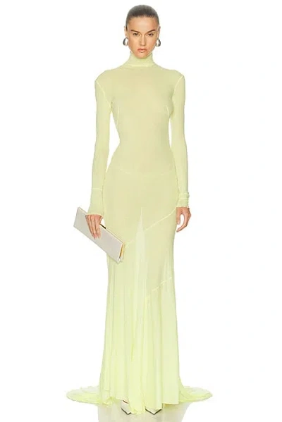 Mugler Long Sleeve Gown In Yellow