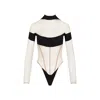 Mugler Long Sleeves Illusion Bodysuit In Black