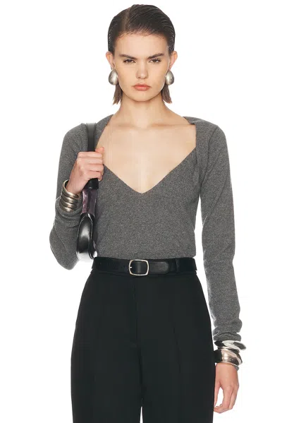 Mugler Long Sleeve Knit Sweater In Gray