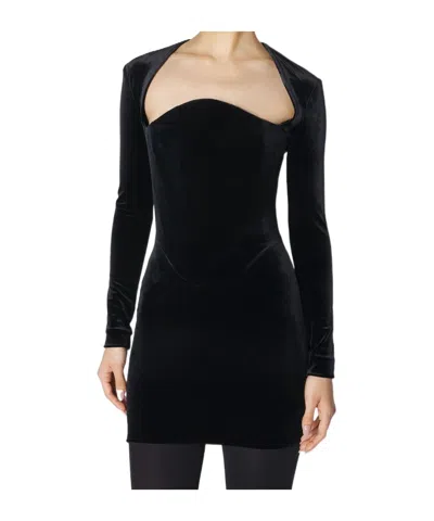 Mugler Long-sleeve Mini Dress In Black