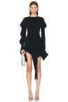 Mugler Asymmetric Mini Dress With Ruffle Details In Black