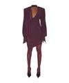 Mugler Long-sleeve Mini Dress In Burgundy