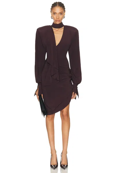 Mugler Long Sleeve Mini Dress In Purple