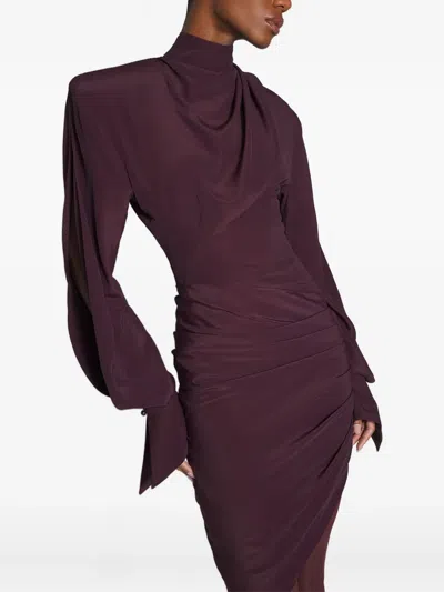 Mugler Long-sleeve Mini Dress In Red