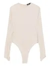 Mugler Long-sleeve Thumb-holes Bodysuit In Neutral