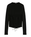Mugler Long Sleeve Tie Top In Black