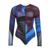 Mugler Colorful Long Sleeve Jumpsuit In Blue
