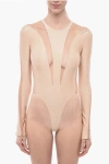 MUGLER LONG SLEEVED BODYSUIT WITH SEE-THROUGHT DETAILS