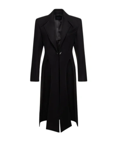 Mugler Long-sleeved Coat In Black
