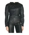 Mugler Waxed Denim Jacket In Black