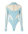 Mugler Long-sleeved Jumpsuit In Blue