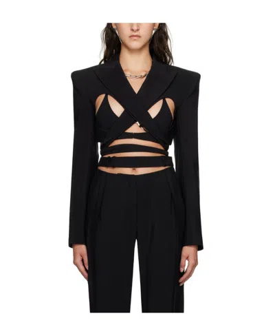 Mugler Long Sleeved Lapel Suit Jacket In Black
