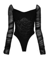 Mugler Off-shoulder Mesh Body In Black
