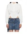 Mugler Long-sleeved Polo Shirt In White