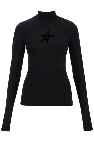 Mugler High-neck Long-sleeve T-shirt In Black
