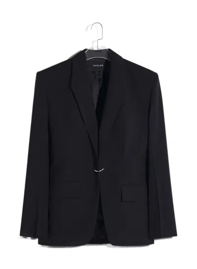 Mugler Long-sleeved Suit Coat In Black