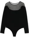 Mugler Sheer Neckline Stretch Fabric Long Sleeves Body