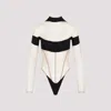Mugler Long Sleeves Illusion Bodysuit In Black