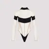 Mugler Long Sleeves Illusion Bodysuit In Black
