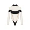 Mugler Long Sleeves Illusion Bodysuit In White