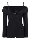 Mugler Off-the-shoulder Jacket In Black