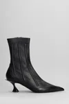 MUGLER LOW HEELS ANKLE BOOTS IN BLACK LEATHER