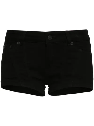 Mugler Low-rise Denim Mini Shorts In Black