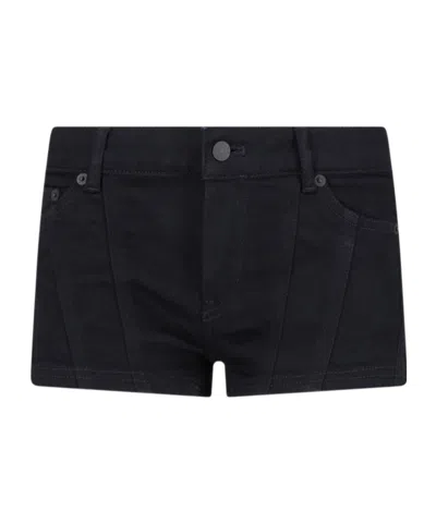 Mugler Low-rise Denim Mini Shorts In Black