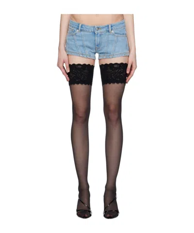 MUGLER LOW-RISE DENIM MINI SHORTS