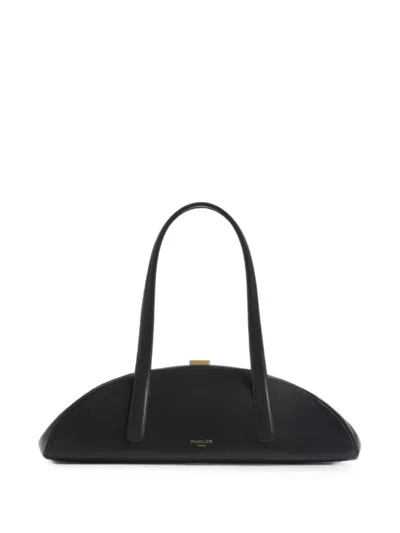 Mugler Lua Leather Shoulder Bag In Black