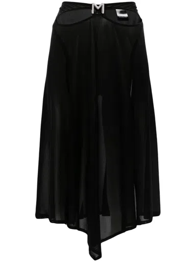 Mugler M Cut-out Midi Skirt In Black