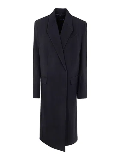 Mugler Long Length Single-breasted Coat In Black
