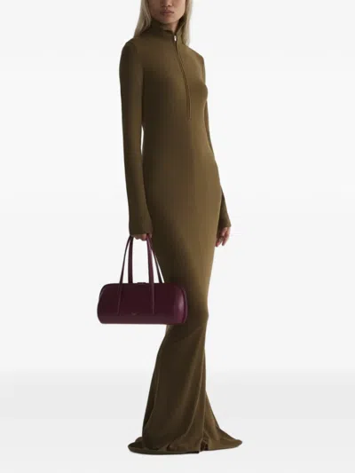 Mugler Maxi Column Jersey Dress In Green