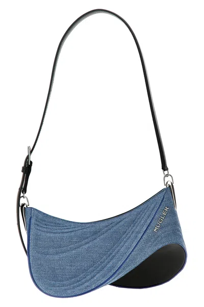 Mugler 'medium Denim Spiral Curve 01' Shoulder Bag