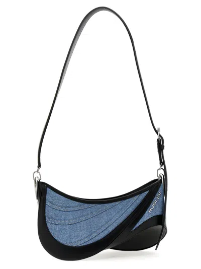 Mugler Medium Denim Spiral Curve 01 Shoulder Bag