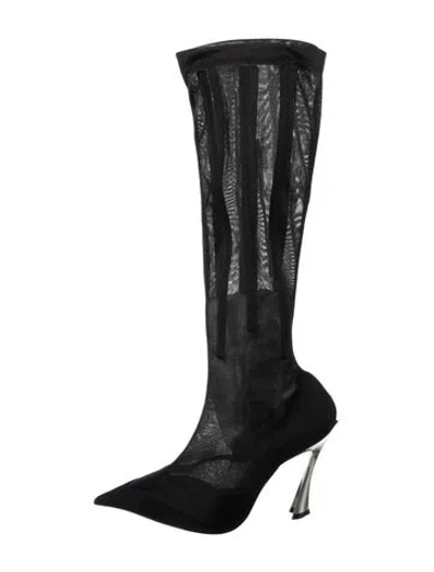 Pre-owned Mugler Mesh Boots In Black