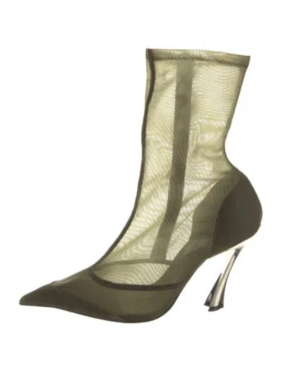 Pre-owned Mugler Mesh Boots In Green