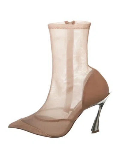 Pre-owned Mugler Mesh Boots In Neutrals