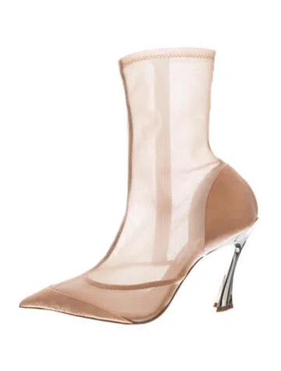 Pre-owned Mugler Mesh Boots In Neutrals