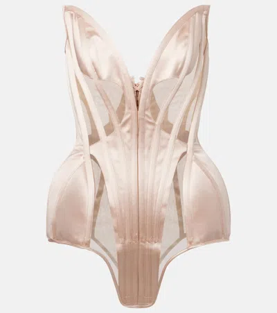 MUGLER MESH CORSET BODYSUIT