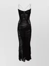 Mugler Maxi Abito Bustier In Mesh Arricciato