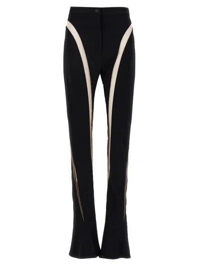 Mugler Mesh Insert Leggings In Black