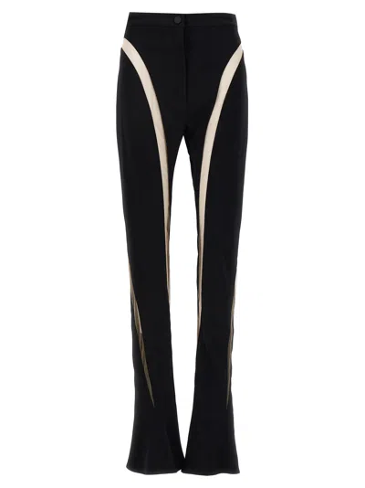 Mugler Mesh Insert Leggings In Black