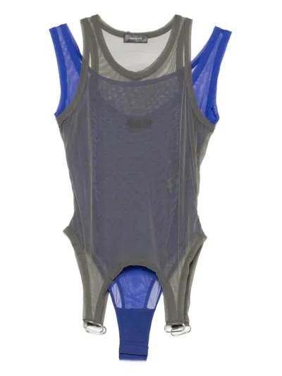 Mugler Mesh Layered Bodysuit In Multi