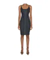 Mugler Mesh-panel Denim Midi Dress In Black